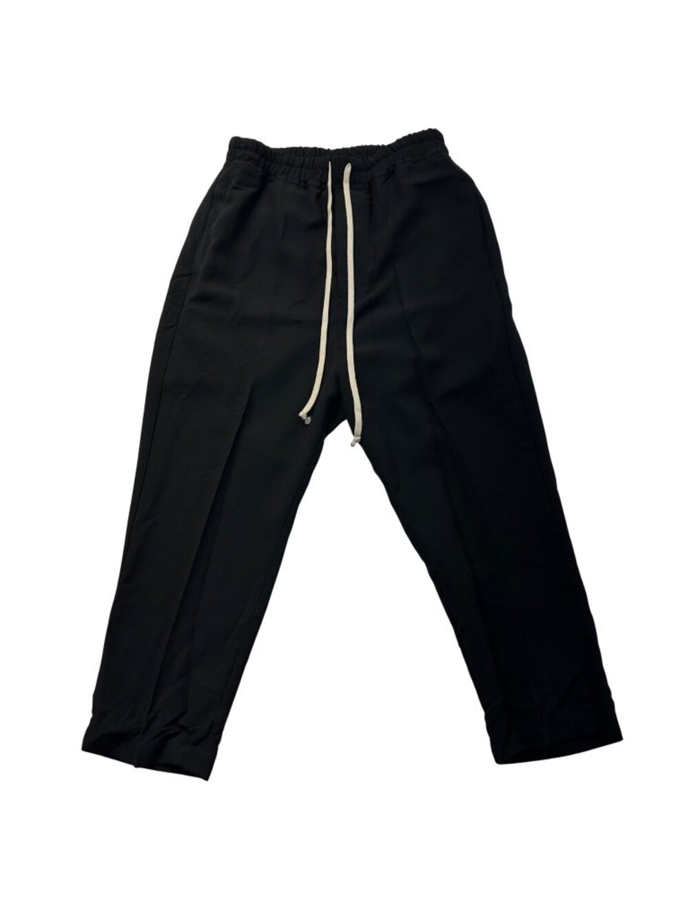 Rick Owens Tecuatl Wool Blend Drawstring Crop Pants Size 48 IT Black Streetwear